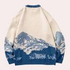 Men’s Oversized Printed Knit Sweater | Ribbed Trim