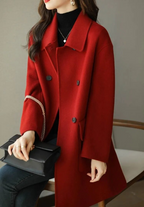 Women's Double Breasted Tailored Coat | Flap Pockets
