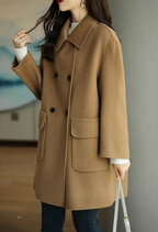 Women's Double Breasted Tailored Coat | Flap Pockets