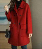 Women's Double Breasted Tailored Coat | Flap Pockets