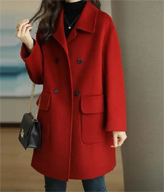 Women's Double Breasted Tailored Coat | Flap Pockets