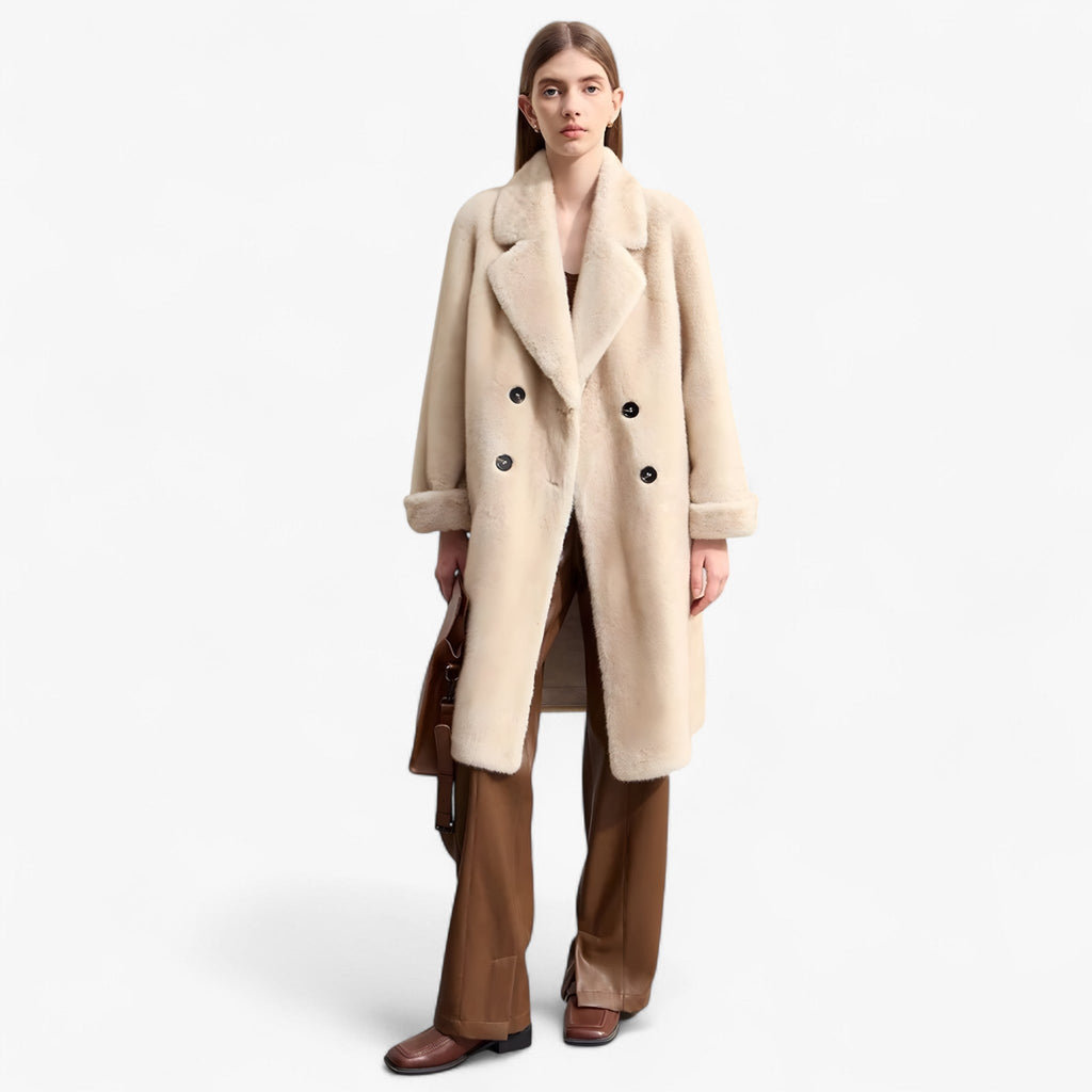 Women's Oversized Double Breasted Coat | Textured
