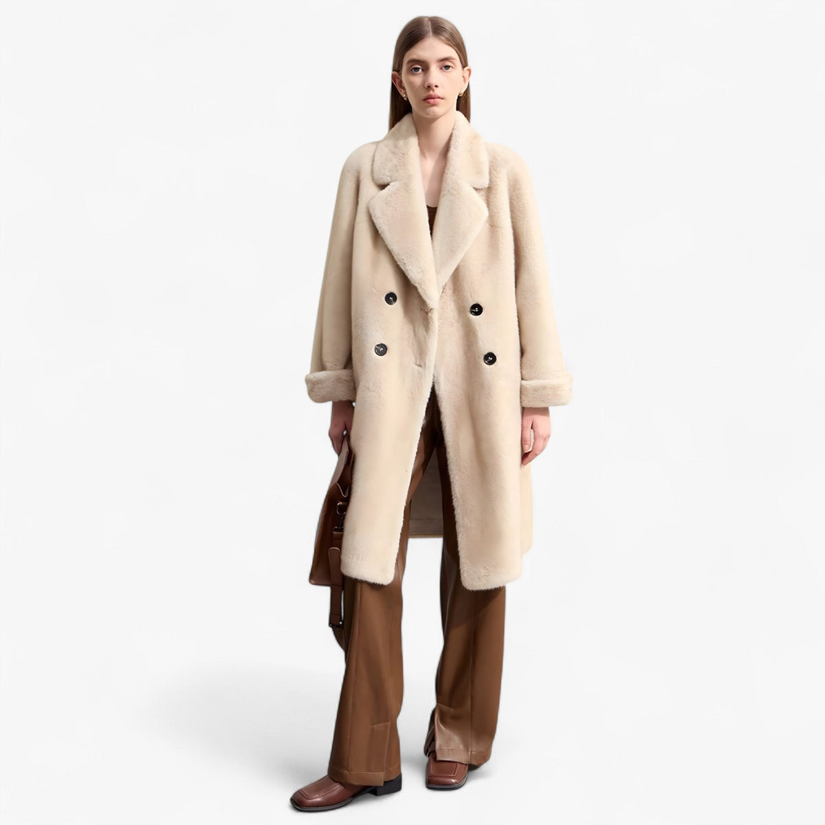 Women's Oversized Double Breasted Coat | Textured