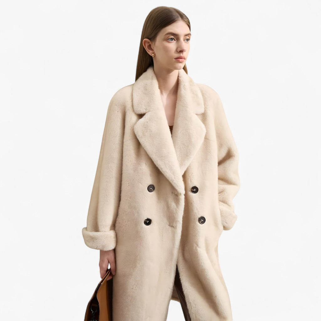 Women's Oversized Double Breasted Coat | Textured