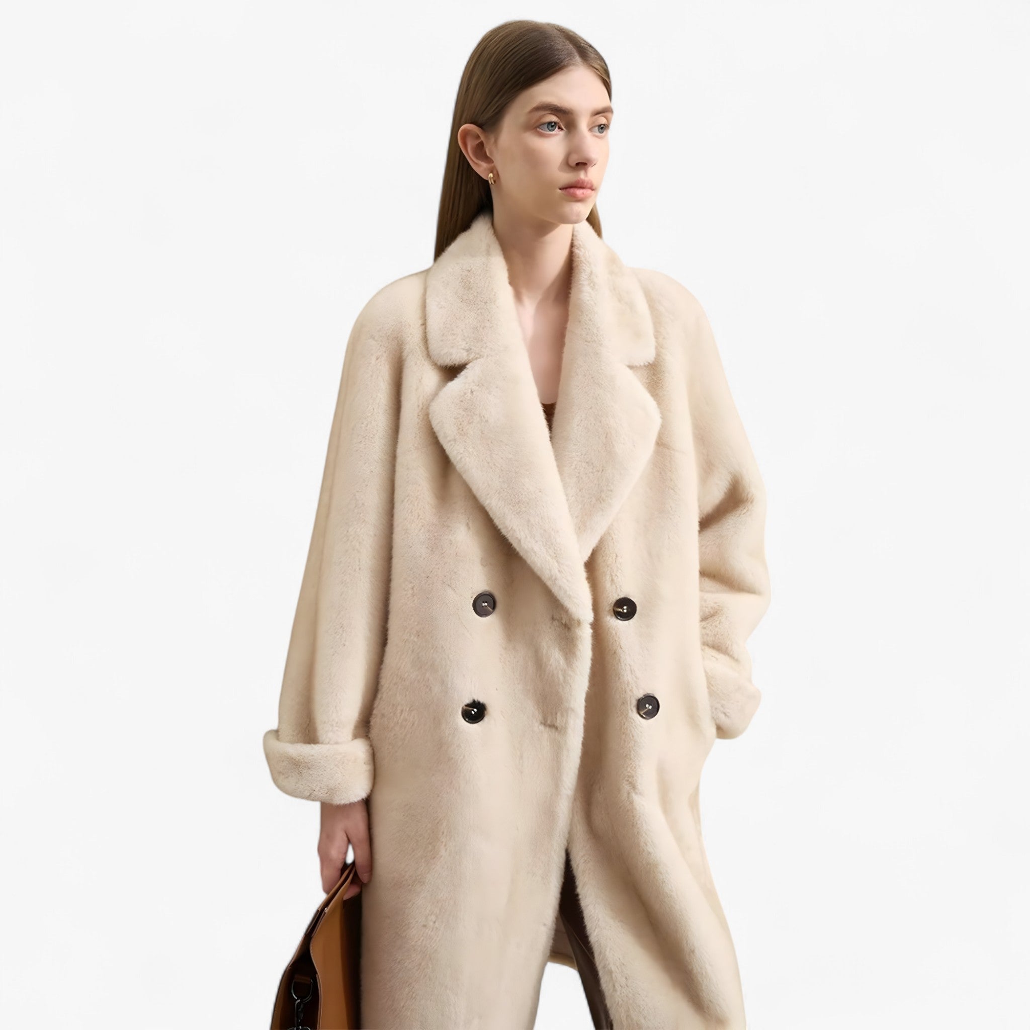 Women's Oversized Double Breasted Coat | Textured