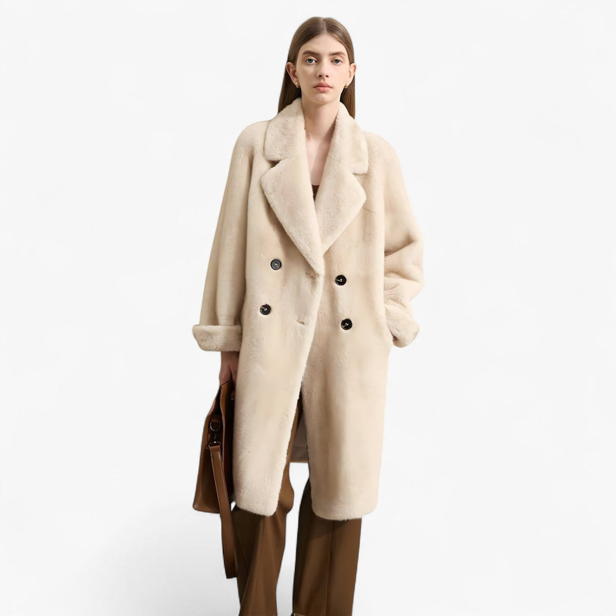 Women's Oversized Double Breasted Coat | Textured