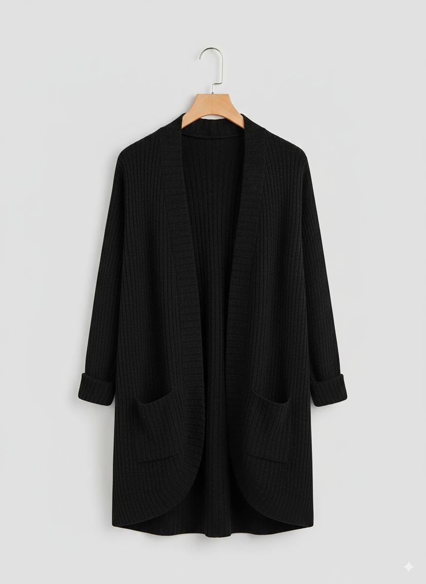 Women's Ribbed Open Front Cardigan | Winter