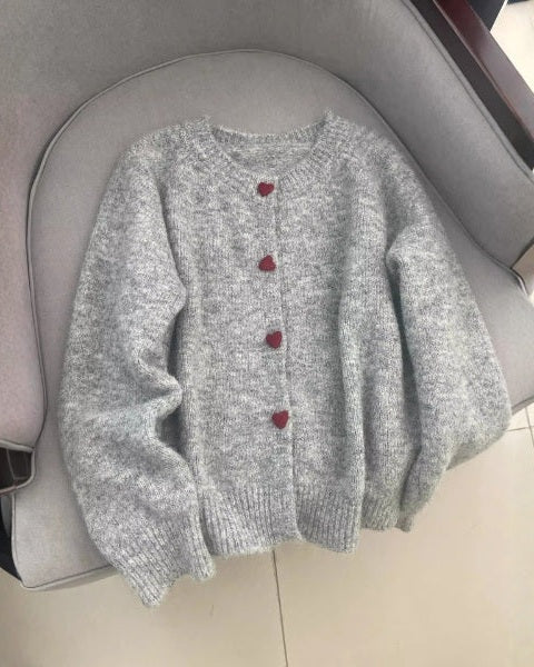 Women's Stylish Warm Cardigan | Heart Buttons