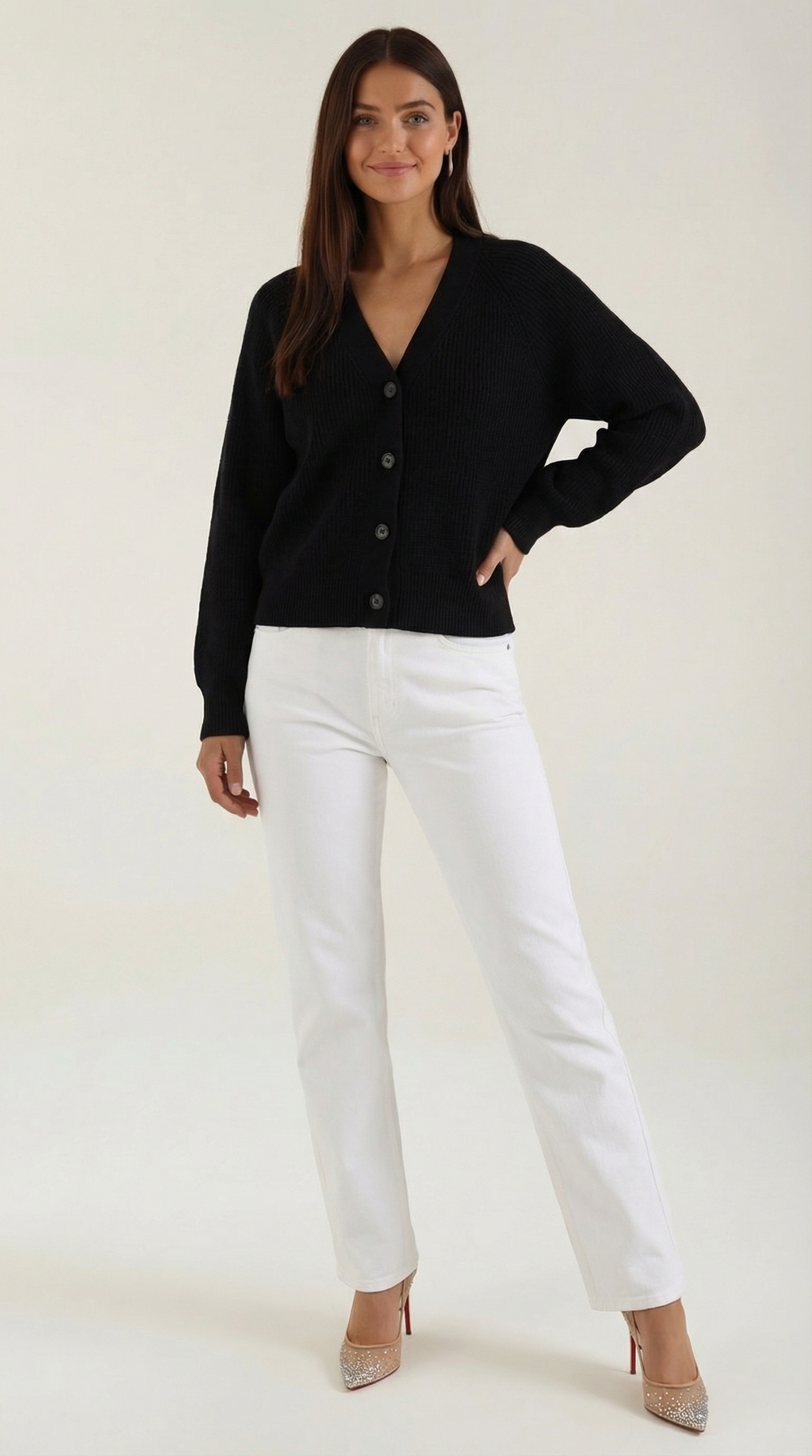 Women's Casual V-Neck Cardigan | Button Closure