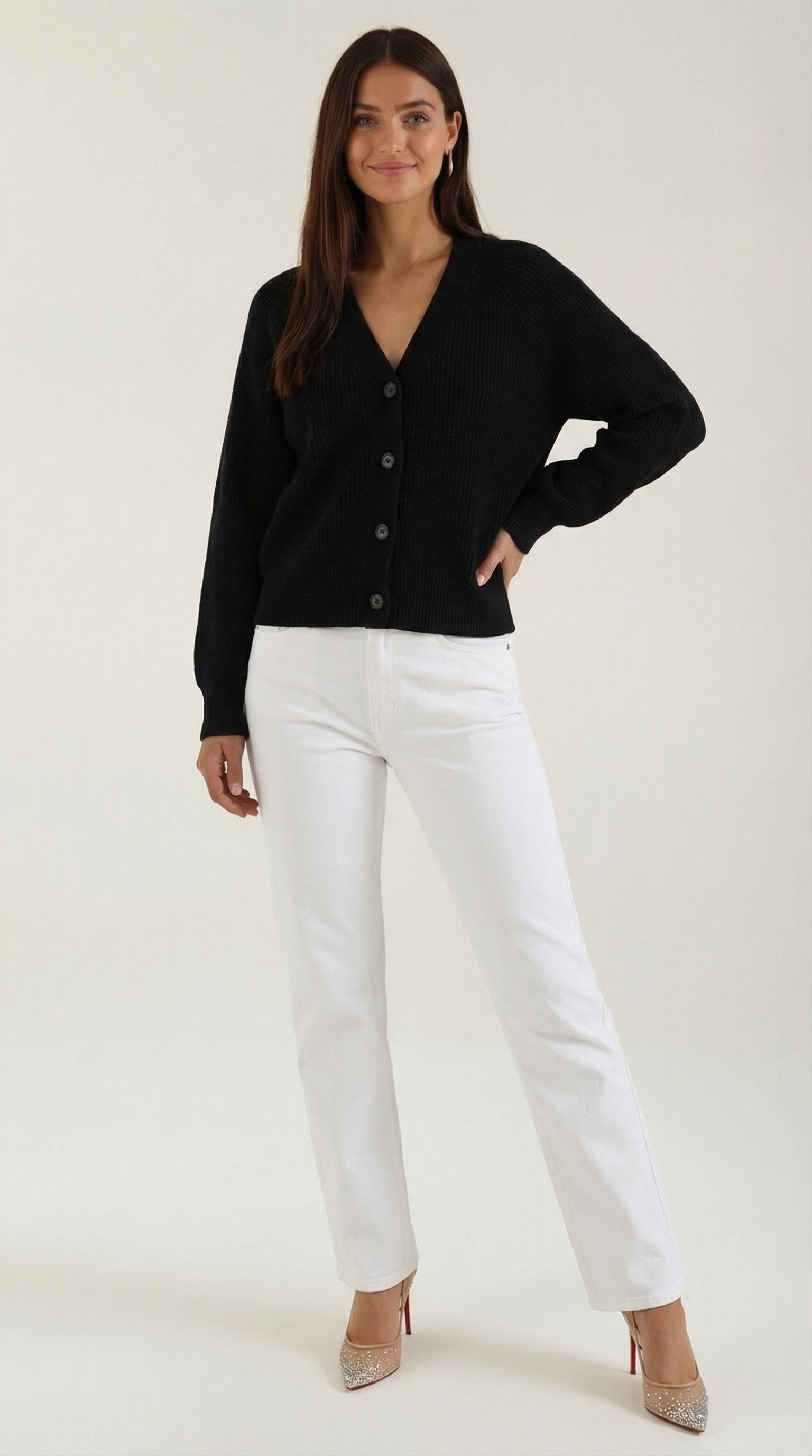 Women's Casual V-Neck Cardigan | Button Closure