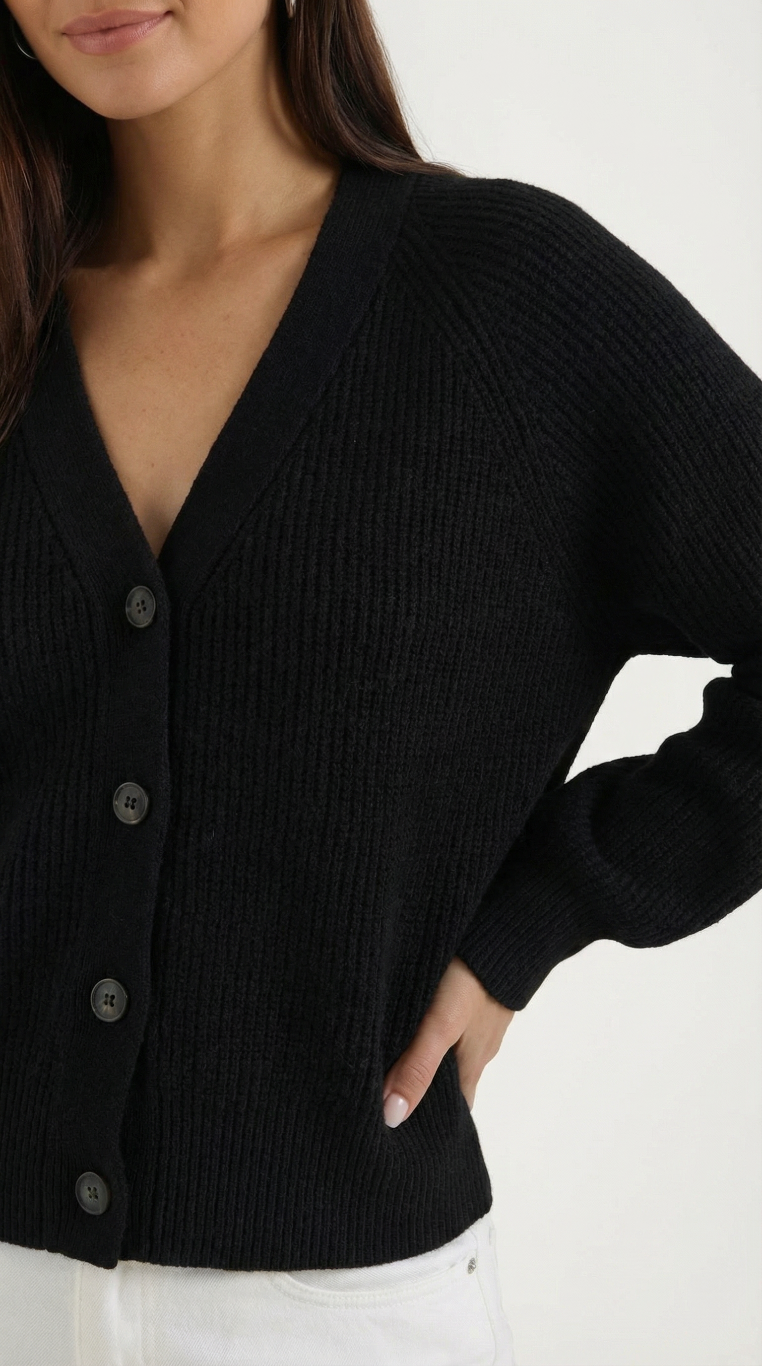 Women's Casual V-Neck Cardigan | Button Closure