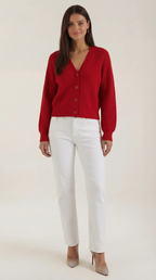 Women's Casual V-Neck Cardigan | Button Closure