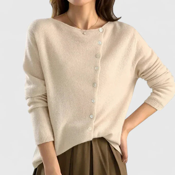 Women's Winter Knit Cardigan | Asymmetric Neck