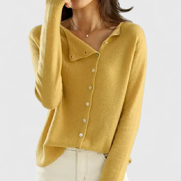 Women's Winter Knit Cardigan | Asymmetric Neck