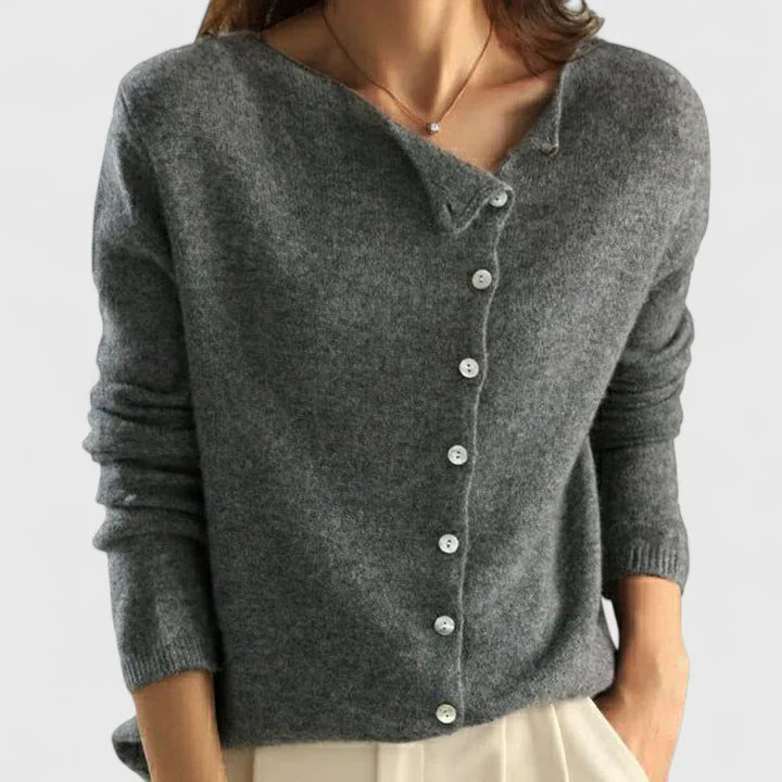 Women's Winter Knit Cardigan | Asymmetric Neck
