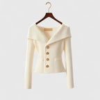 Women's Elegant Fitted Knit Cardigan | Wide Collar