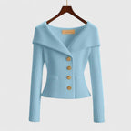 Women's Elegant Fitted Knit Cardigan | Wide Collar