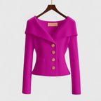 Women's Elegant Fitted Knit Cardigan | Wide Collar