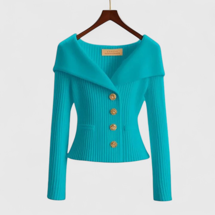 Women's Elegant Fitted Knit Cardigan | Wide Collar