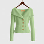 Women's Elegant Fitted Knit Cardigan | Wide Collar