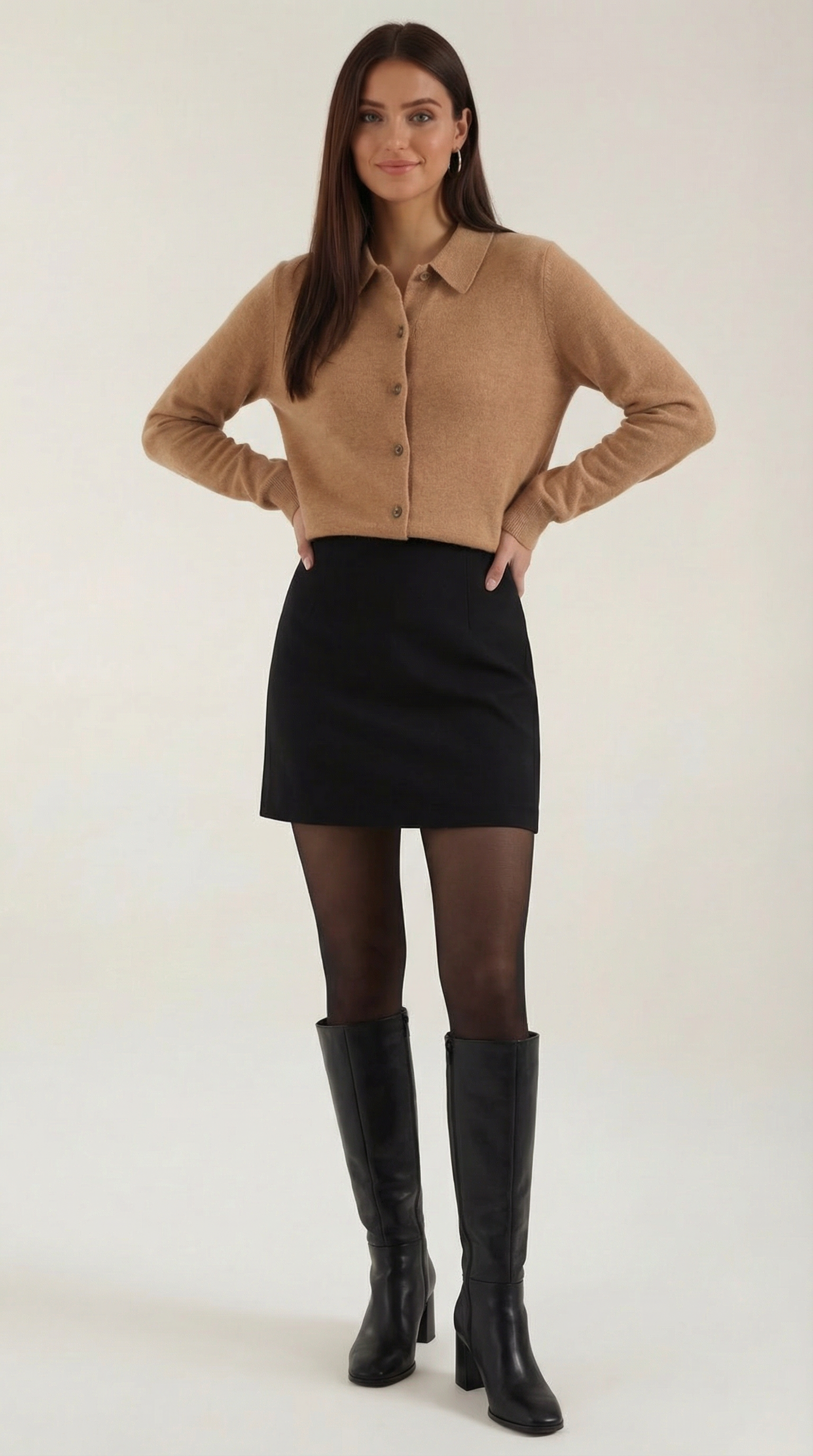 Women's Elegant Knit Collared Cardigan | Button Closure