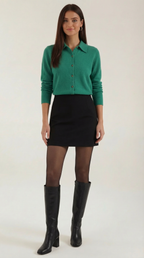 Women's Elegant Knit Collared Cardigan | Button Closure