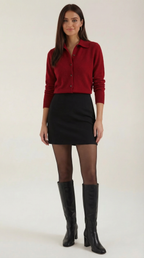 Women's Elegant Knit Collared Cardigan | Button Closure