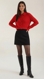 Women's Elegant Knit Collared Cardigan | Button Closure