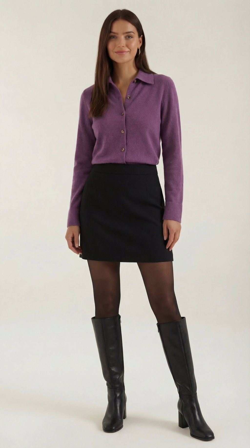 Women's Elegant Knit Collared Cardigan | Button Closure