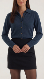 Women's Elegant Knit Collared Cardigan | Button Closure