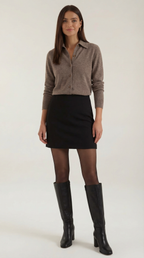 Women's Elegant Knit Collared Cardigan | Button Closure