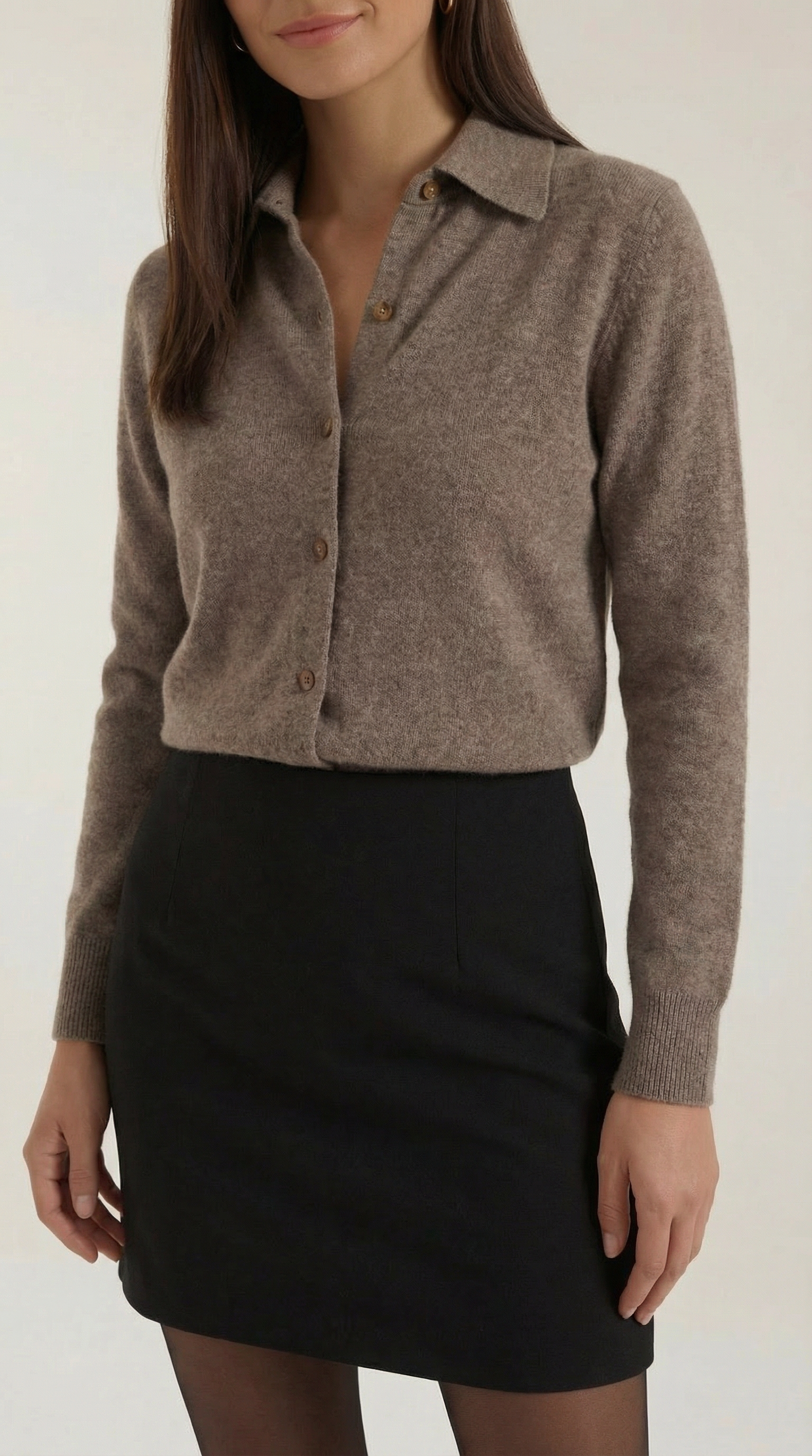 Women's Elegant Knit Collared Cardigan | Button Closure