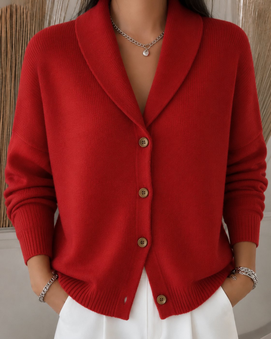 Women's Knitted Shirt Collar Cardigan | Button Down