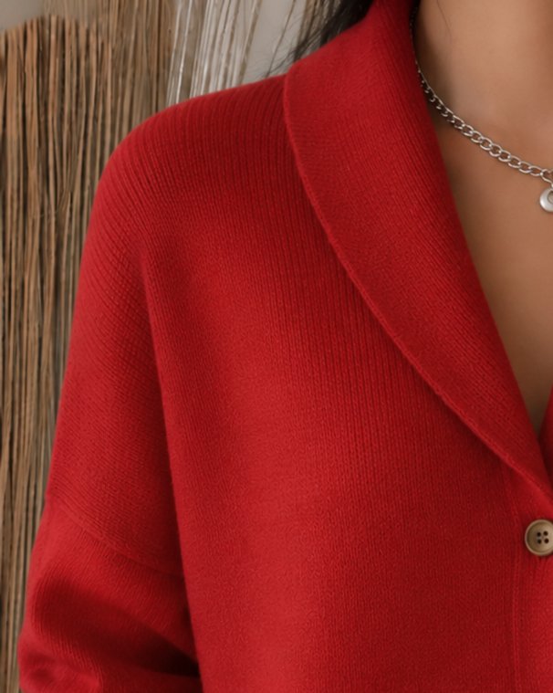 Women's Knitted Shirt Collar Cardigan | Button Down