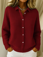 Women's Knit Collared Cardigan | Button-Up