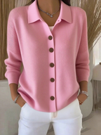 Women's Casual Knit Button Front Cardigan | Collared