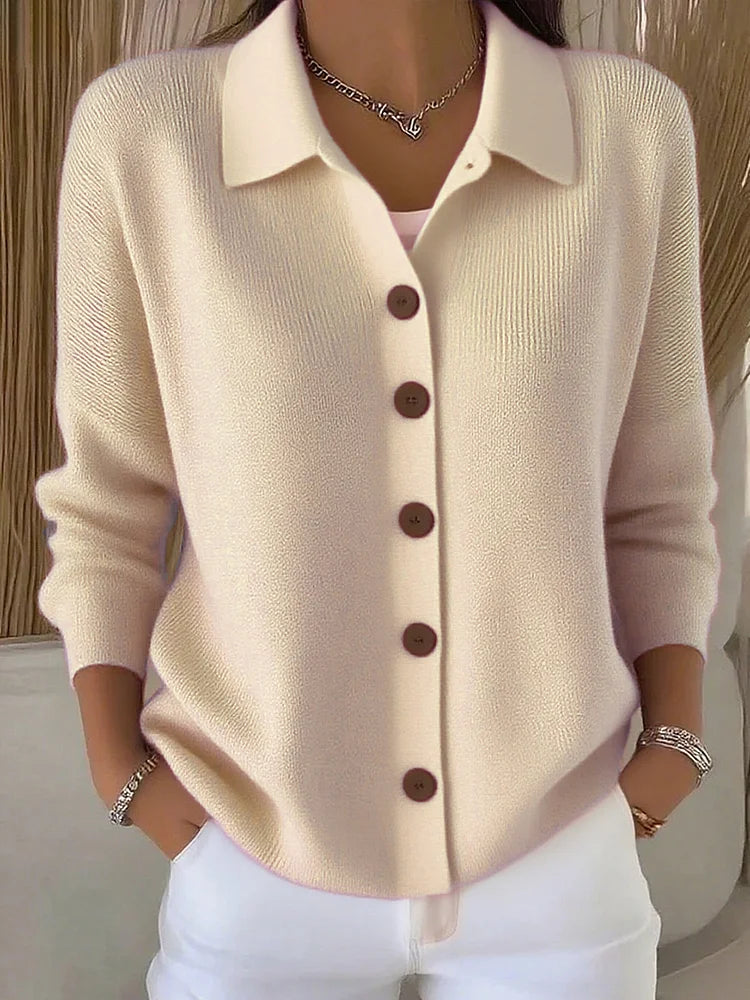 Women's Casual Knit Button Front Cardigan | Collared