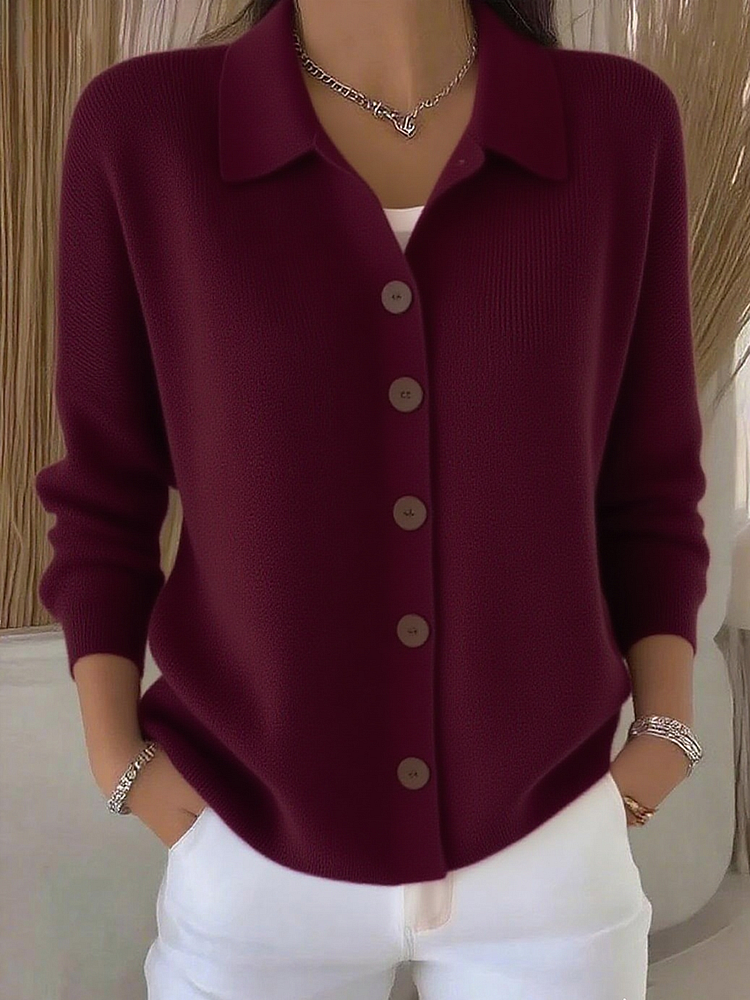 Women's Casual Knit Button Front Cardigan | Collared