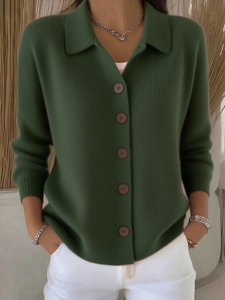 Women's Casual Knit Button Front Cardigan | Collared