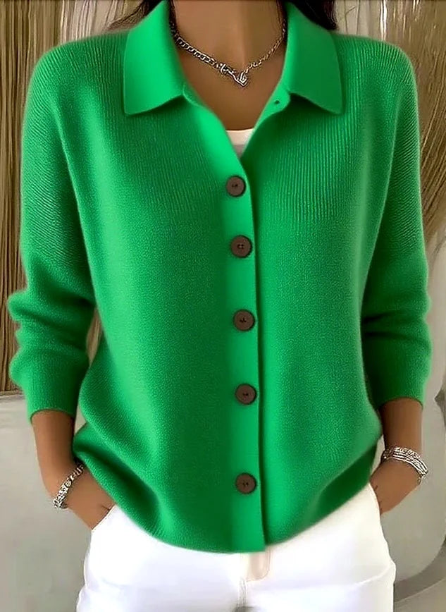 Women's Casual Knit Button Front Cardigan | Collared