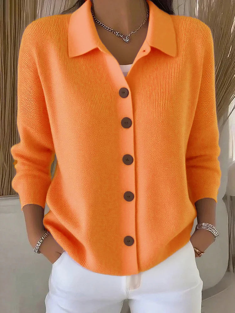 Women's Casual Knit Button Front Cardigan | Collared