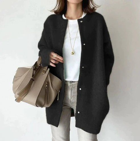 Women's Round Neck Knitted Cardigan | Button Down