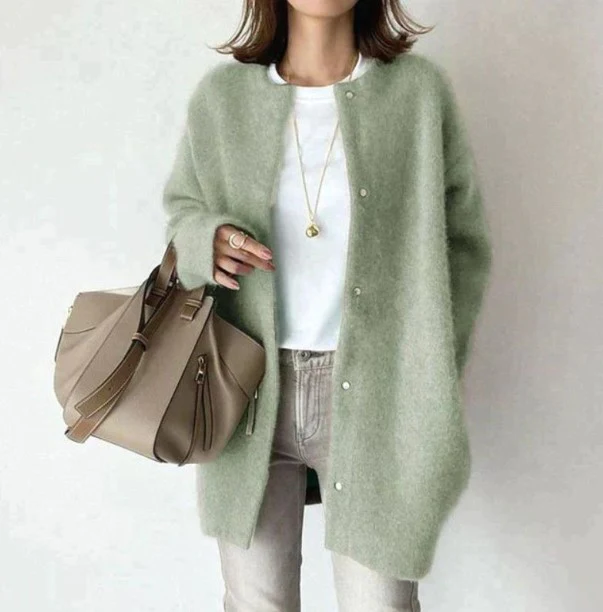 Women's Round Neck Knitted Cardigan | Button Down