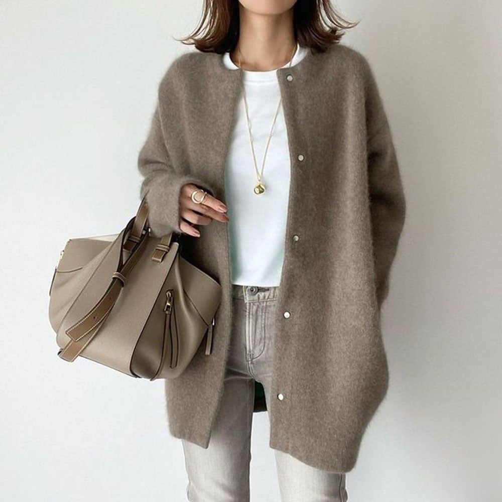 Women's Round Neck Knitted Cardigan | Button Down