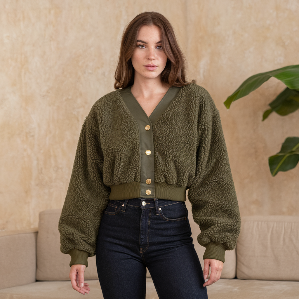 Women's Button Down Knit Cardigan | Cropped