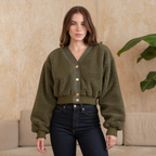 Women's Button Down Knit Cardigan | Cropped