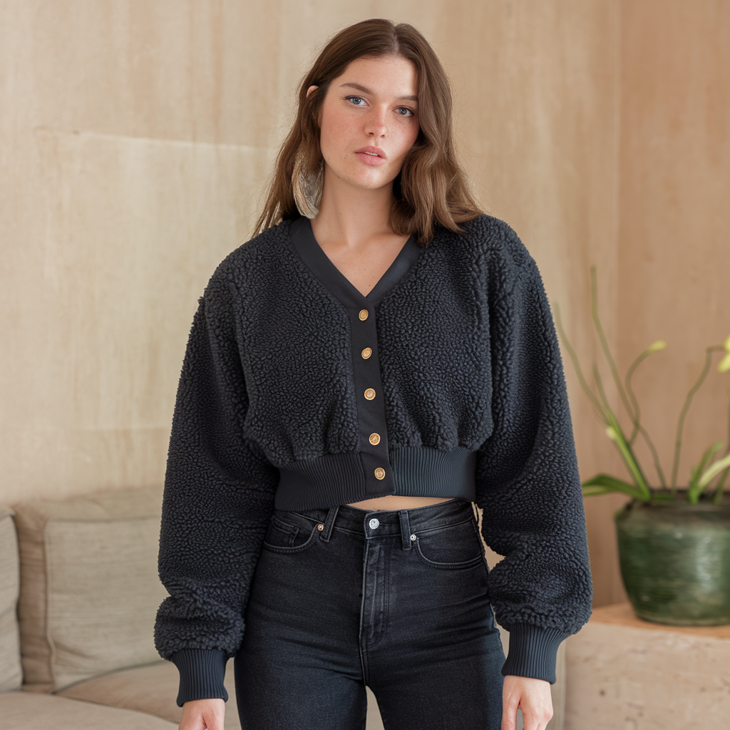 Women's Button Down Knit Cardigan | Cropped