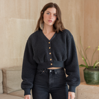 Women's Button Down Knit Cardigan | Cropped