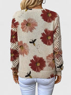 Women's Floral Knit Sweater | V-Neck