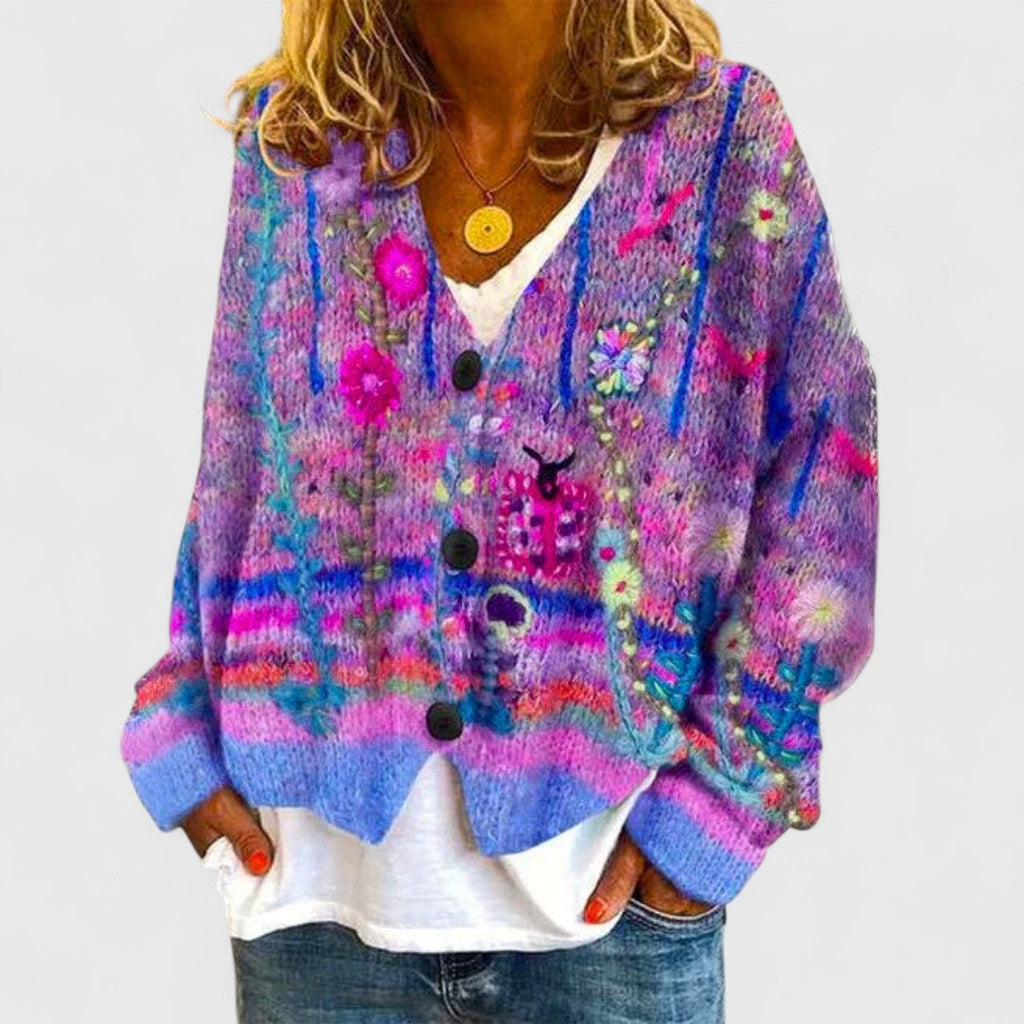 Women's Floral Knit Cardigan | Fall